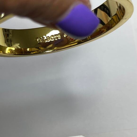 Talbots bangle bracelet gold tone with turquoise green blue teal enamel classic - Picture 8 of 16